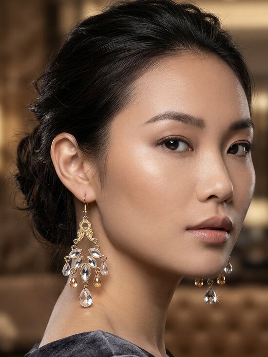 Jewelry - Boho Gold Filigree Chandelier Earrings